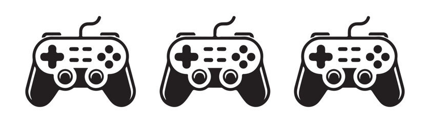 Black gamepad vector icons. game controller icon in flat style. isolated modern joystick symbols collection. © MSTGIRATUN