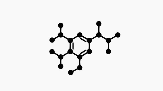 A structural representation of a complex organic molecule, showcasing its carbon and hydrogen atom arrangement with bonds and a benzene ring