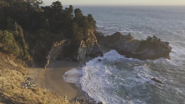 Aerial view of McWay Falls Julia Pfeiffer Burns State Park, CA USA