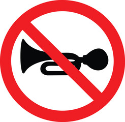 No honking sign prohibition symbol for silence and quiet zones vector illustration for traffic and safety information © Iqra