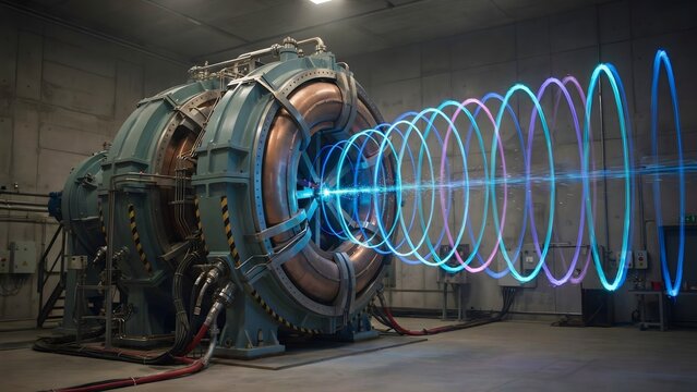 Advanced Particle Accelerator with Vibrant Electromagnetic Wave Emissions in Laboratory Setting
