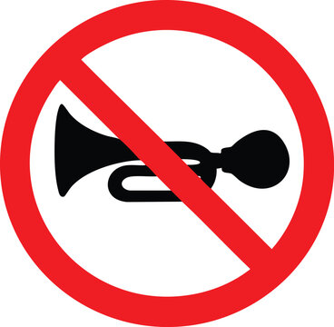 No honking sign prohibition symbol for silence and quiet zones vector illustration for traffic and safety information