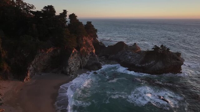 Aerial view of McWay Falls Julia Pfeiffer Burns State Park, CA USA
