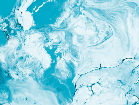 Blue abstract art hand painted background.