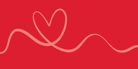 Red valentine heart swirl line art greeting card template, vector illustration background banner concept © Kati Moth