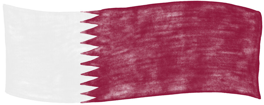 Waving Qatar flag illustration in watercolor style, isolated on white background (half-pale version)