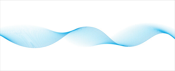 Abstract light blue flowing wave lines pattern on white background. horizontal glowing blue line symbol. vector illustration. © Nanda