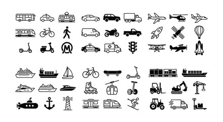 Flat Vector Illustration Of Various Transportation Vehicles And Modes © Begum