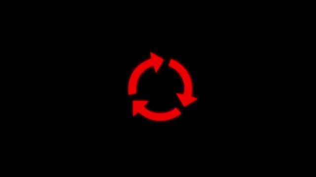 Abstract glowing circular three arrows rotation cycle seamless looping. Refresh arrow icon refresh and recycle icon. 