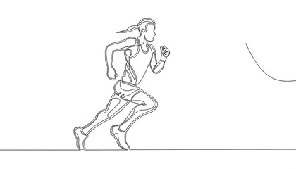 Fototapeta premium Abstract one line drawing and continue for the sport, Running