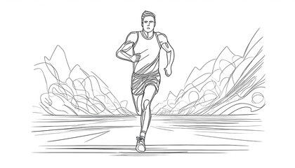 Fototapeta premium Abstract one line drawing and continue for the sport, Running