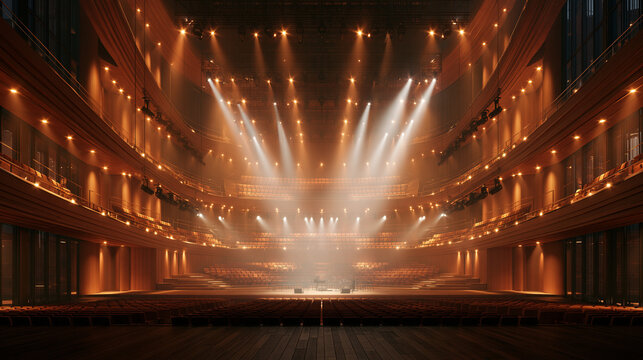 Empty Luxury Opera House Stage with Dramatic Spotlighting