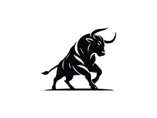 Naklejka premium Powerful Bull Silhouette Emblem for Business Branding