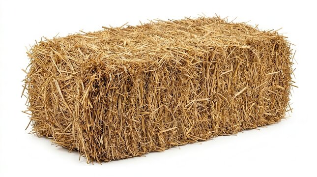 Natural agricultural hay bale isolated for farming and livestock concepts.