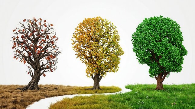 Dementia and cognitive health progression represented by three silhouette profile trees.