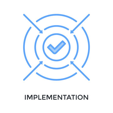 Implementation Icon Lineal Blue Style. Vector Illustration For Graphic Design