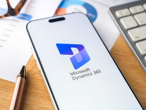 Microsoft Dynamics 365 logo is displayed on a smartphone screen in Bangalore, India, on June 25, 2026
