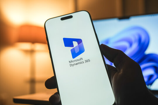 Microsoft Dynamics 365 logo is displayed on a smartphone screen in Bangalore, India, on June 25, 2026
