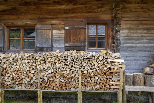 Alpine hut detail, Eng-Alm, Karwendel mountains, Tyrol, Austria
