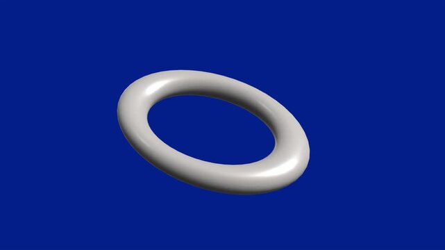 3D White Ring Icon Isolated on Blue Background
