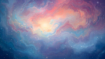 Obraz premium Vibrant Cosmic Nebula with Swirling Colors and Stars - Outer Space Background