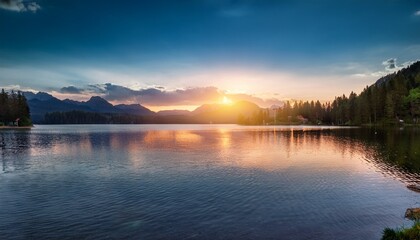 Fototapeta premium A Calm Lake With A Sunset