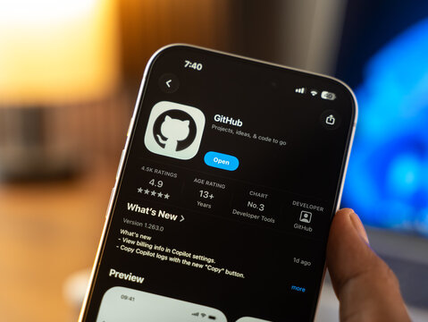 GitHub logo is displayed on a smartphone screen in Bangalore, India, on June 25, 2026