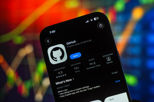 GitHub logo is displayed on a smartphone screen in Bangalore, India, on June 25, 2026