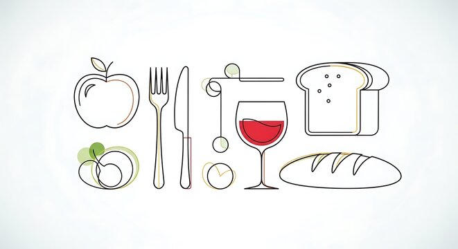 Hand drawn illustration of bathroom essentials and personal care items.