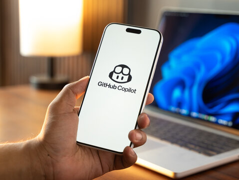 GitHub Copilot logo is displayed on a smartphone screen in Bangalore, India, on June 25, 2026
