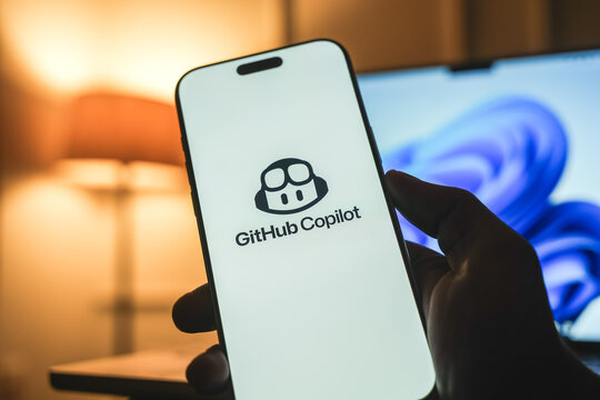 GitHub Copilot logo is displayed on a smartphone screen in Bangalore, India, on June 25, 2026
