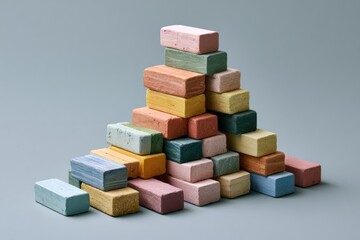 Fototapeta premium Stack of Colorful Building Blocks for Creative Play and Education.