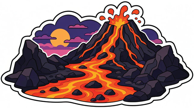 Volcano Eruption with Lava Flow.