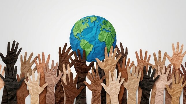 Diverse cultures and multiculturalism society celebrating international tolerance and global diversity.