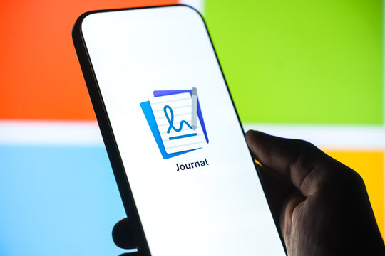 Microsoft Journal logo is displayed on a smartphone screen in Bangalore, India, on June 25, 2026
