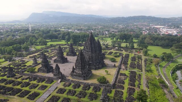Prambanan Temple Aerial Landscape at Yogyakarta