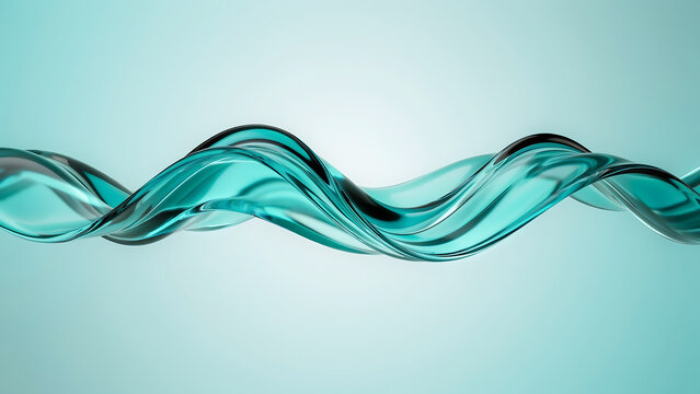 Turquoise wave form a 3d rendered abstract shape against a pale blue gradient background aquamarine azure bend