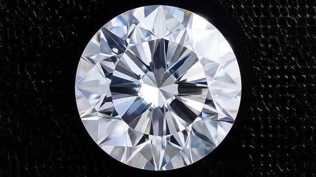 A brilliant round cut diamond sparkles against a dark textured background