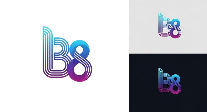 Modern B8 letter number logo with vibrant gradient colors