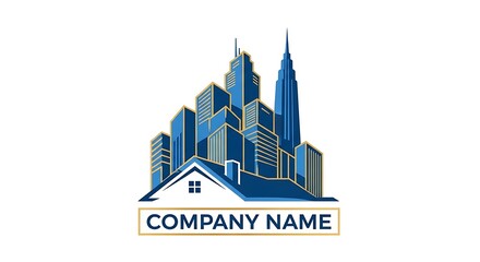 Obraz premium Modern city skyline and house roof vector logo design