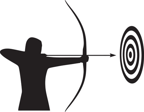 Archery Bow Hunter Silhouette Vector Illustration
