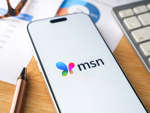 Microsoft MSN logo is displayed on a smartphone screen in Bangalore, India, on June 25, 2026

