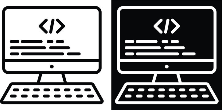 coding Two-tone version in black and white background