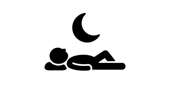 Black silhouette of a person sleeping under the moon