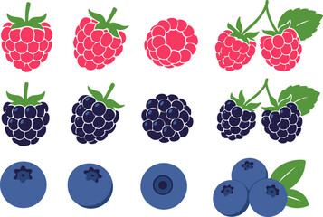 Berry and Blueberry Seamless Pattern with Strawberries and Raspberries. Cute hand drawn berry pattern featuring strawberries, raspberries and blueberries .   © Darya