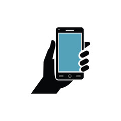 PrintHand Holding Smartphone with Blank Screen Isolated on White Background Minimal Design © Mdshahadat