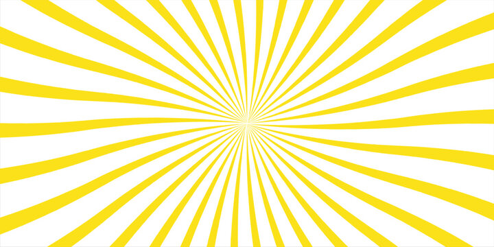 Vintage abstract template with yellow sunrays on light background. Sunlight abstract background. Starburst wallpaper.