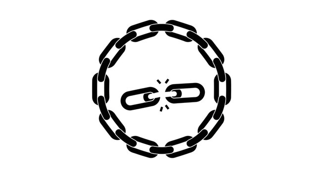 Broken link icon featuring a circular chain with a snapped link in the center.