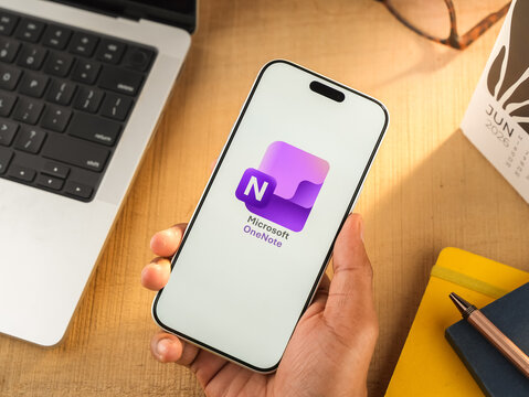 Microsoft OneNote logo is displayed on a smartphone screen in Bangalore, India, on June 25, 2026
