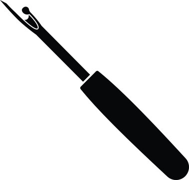Seam Ripper Silhouette Isolated on White Background